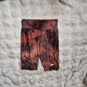 Nike Bike Shorts Tie Dye Rust Burnt Orange Sporty Athleisure Size S/M Casual Gym